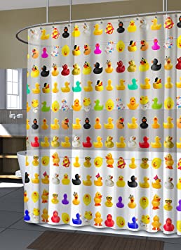 Splash Home Peva 4G Duckies Curtain Liner Design for Bathroom Showers and Bathtubs Free of PVC Chlorine and Chemical Smell-Eco-Friendly-100% Waterproof, 72 X 70 inch-Multi, 70 x 72 Inch