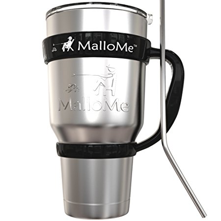 [3 Pack] MalloMe 30 oz Stainless Steel Tumbler Set with Straw, Handle, Lid - Yeti Cup Rambler, RTIC & Ozark Trail Tumbler Style Vacuum Insulated Water Bottle – Best For Travel Coffee Mugs Flask