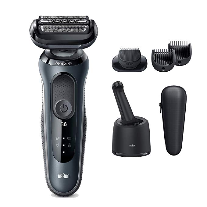 Braun Series 6 6075c Electric Razor for Men with SmartCare Center and Beard Trimmer, Wet & Dry, Rechargeable, Cordless Foil Shaver, Black