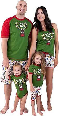 Lazy One Lights Out Matching Family Christmas Pajamas, Matching Christmas PJs for Family, Adult, Teen, Kid, and Baby Pajamas