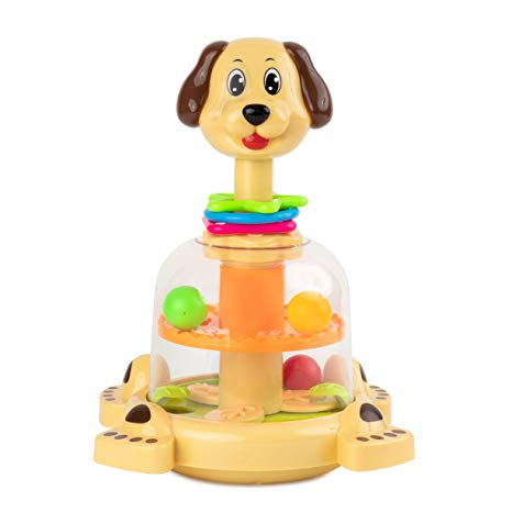 Toy To Enjoy Push & Spin Dog Toy - Easy Press Button Ideal for Fine Motor Skill Development and Learning Activity - Great for Infants Toddlers 12 Months and Up
