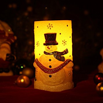 Home Impressions 3x6 Inches Snowman Flameless LED Candle Lights with timer, Battery Operated