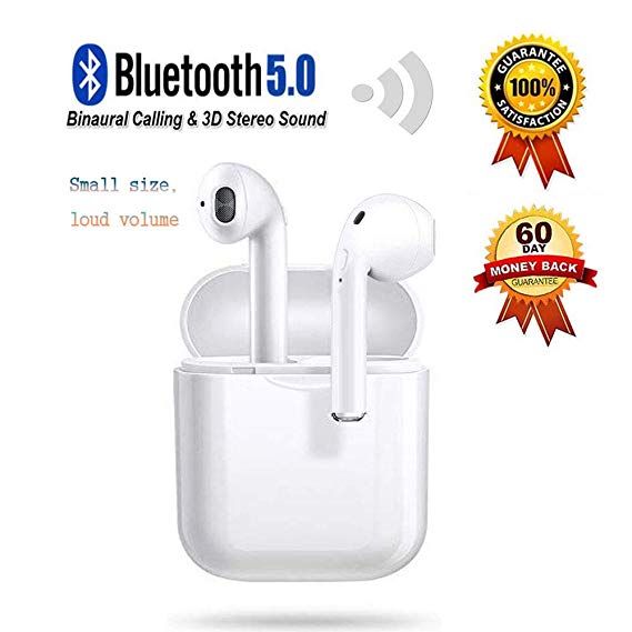 Bluetooth Headphones Bluetooth 5.0 Wireless Earbuds Portable Charging Case Noise Cancelling Headphones for Sports IPX5 Waterproof - in-Ear Headphones for Apple Airpods Samsung/iPhone/Android