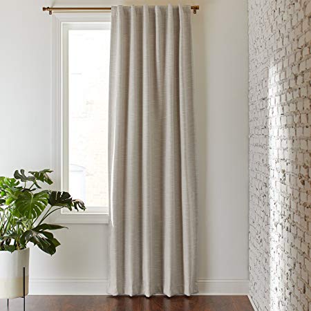 Rivet Room Darkening Textured Solid Thermal Weave Curtain, One Panel,  52" x 84", Back Tab, Linen