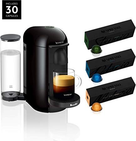 Nespresso VertuoPlus Coffee and Espresso Maker by Breville, Ink Black with BEST SELLING COFFEES INCLUDED
