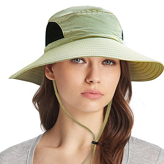 HIPPIH Waterproof Sun Hat Outdoor UV Protection Bucket Mesh Boonie Hat Adjustable Fishing Cap