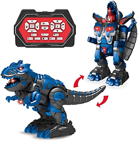 FUN LITTLE TOYS Remote Control Dinosaur with Sound and Light, Transforming Toy Dinosaur for Kids Birthday Gift