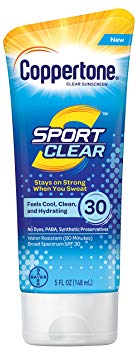 Coppertone Sport Clear SPF 30 Sunscreen Lotion, Water Resistant, Non-Greasy, Broad Spectrum UVA/UVB Protection, Clean, Cool, 5 Ounce