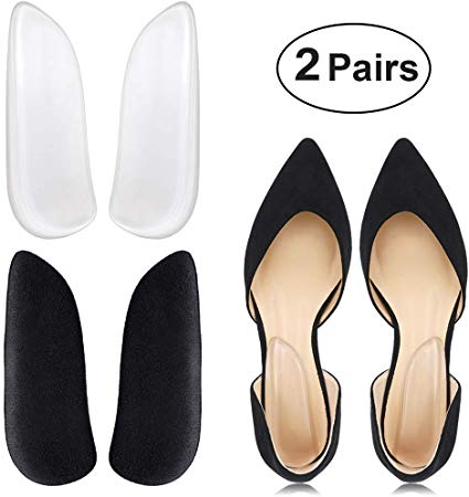 SQHT Medial & Lateral Heel Wedge Gel Shoe Insoles for Foot Alignment, Knock Knee Pain, Osteoarthritis, Bow Legs - Supination & Pronation Corrective Self-Adhesive Shoe Inserts (Transparent Black)