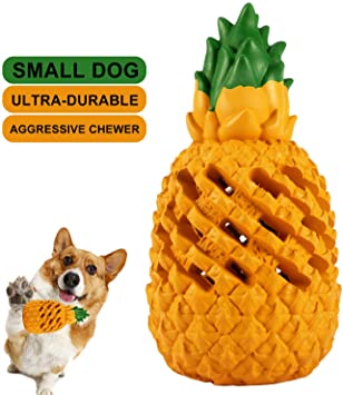 Foonii Small Dog Chew Toys, Tough Pineapple Puppy Toys for Teething, Small Dog Natural Rubber Molar Toys, Indestructible Pet Toys for Small Dogs