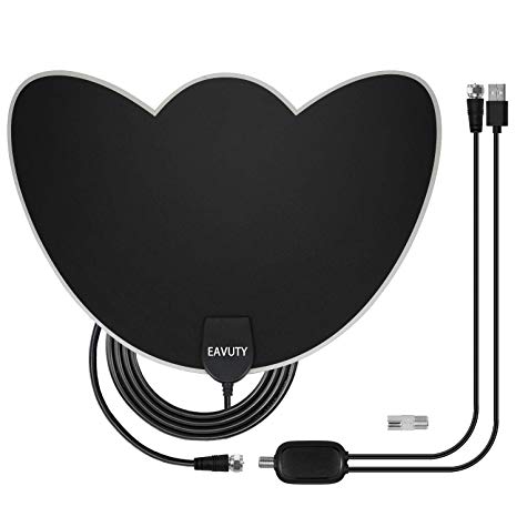 HDTV Antenna, 2019 Newest Digital Indoor TV Antenna 120  Miles Range, 4K 1080P VHF UHF Free Local Channels HDTV Antennas with Amplifier Signal Booster and 16.5 FT Coaxial Cable for All Type Television