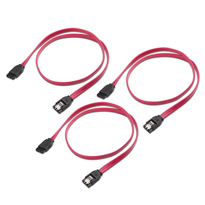 Cable Matters 3-Pack Straight SATA III 6.0 Gbps SATA Cable (SATA 3 Cable) Red - 24 Inches