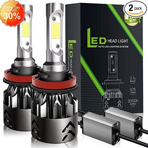 Carantee H11/H8/H9 LED Headlight Bulbs - 80W 6500K 8000Lumens Replacement Bulb, Extremely Bright COB Chips Conversion Kit (More than 50000 Hours Lifespan, 2pcs)