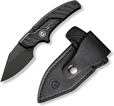 CIVIVI Typhoeus Adjustable Fixed Blade Knife with Leather Sheath For EDC Carry, 2.27" Swedish 14C28N Blade G10 Handle C21036-1