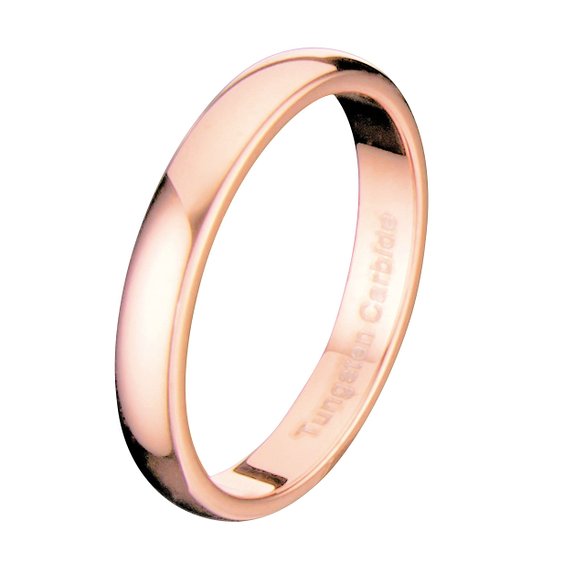 3mm Thin Rose Gold Plated Ring Tungsten Carbide Wedding Band