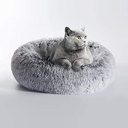 Love's cabin Cat Beds for Indoor Cats - Cat Bed with Machine Washable, Waterproof Bottom - Fluffy Dog and Cat Calming Cushion Bed for Joint-Relief and Sleep Improvement