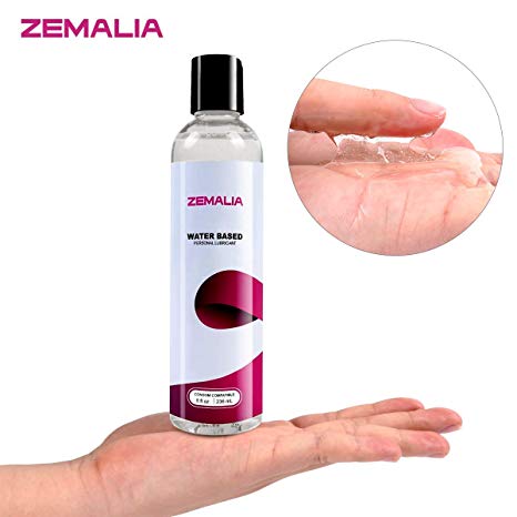 ZEMALIA Water Based Personal Lubricant 8 oz Lube for Women Men and Intimate Couples Made in USA Paraben-Free Hypoallergenic Easy to Clean