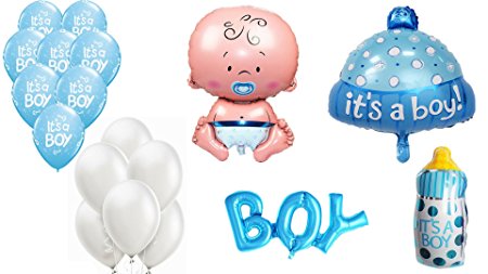 Giant 31" Baby Boy Foil Mylar Balloon It's a Boy Blue White 12" Latex Party Decoration Kit Baby Shower Christening It's a Baby Boy! Celebration Set Pregnancy Announcement Photo Prop Gender Reveal