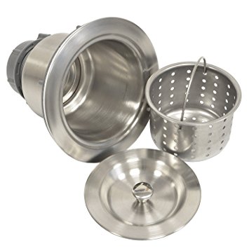 Coflex Extra Deep Cup Sink Basket Strainer with Sealing Lid, 304 Stainless Steel, Brushed Nickel Finish