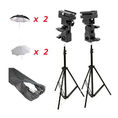 CowboyStudio Doulbe Off-Camera Flash Shoe Mount Swivel Umbrella Kit for Select Nikon/Canon Models