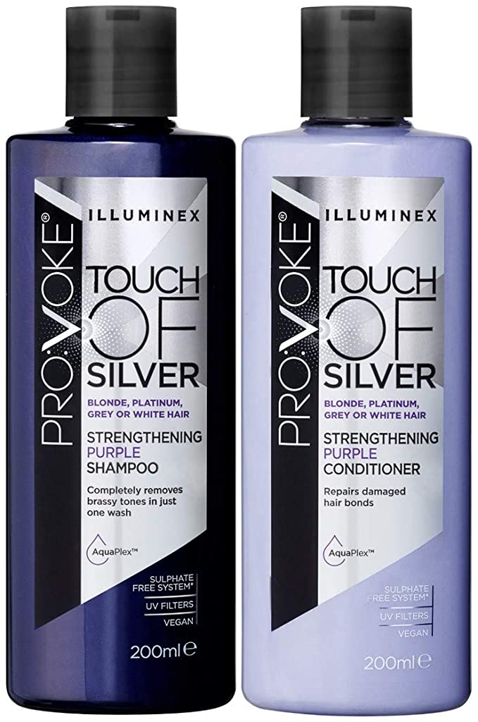 PRO:VOKE ILLUMINEX Touch of Silver Strengthening Purple SHAMPOO & CONDITIONER 200ml DUO Pack | Toning Purple Shampoo for Blonde, Grey, White & Platinum Hair