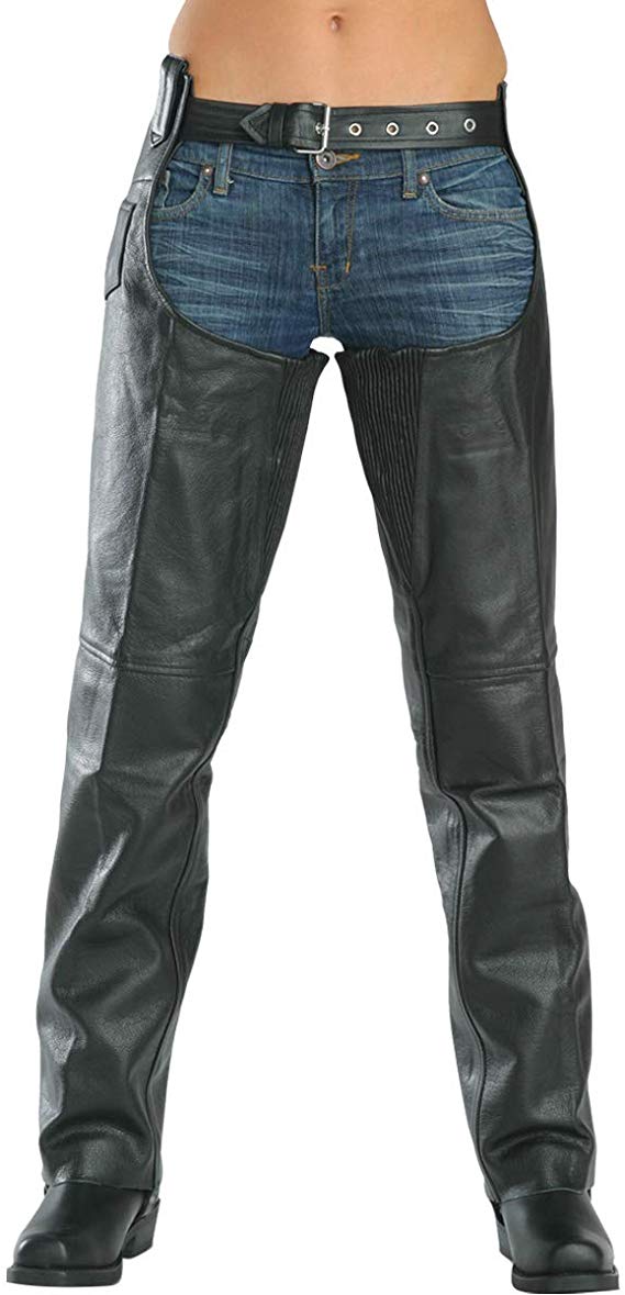 Xelement 7553 Women's Black Advanced Dual Comfort Leather Chaps - 4