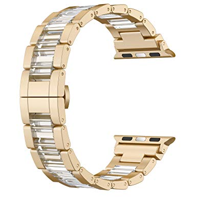 Wearlizer Compatible Apple Watch Band 42mm Mens Womens iWatch Aluminum Unique Lightweight Wristbands Straps Replacement Fashion Cool Bracelet(Metal Buckle) Series 3 2 1 Sport Edition-Champange Gold