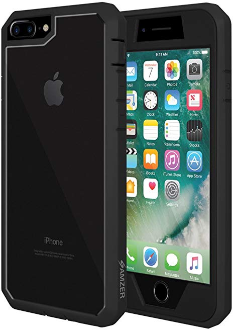 AMZER Full Body Protective Case with Built-in Screen Protector Skin for Apple iPhone 7 Plus - Black