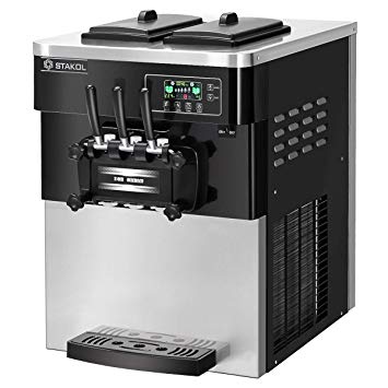 COSTWAY Commercial Ice Cream Machine, Automatic 2200W 20-28L/5.3-7.4Gallon Per Hour Soft & Hard Serve Ice Cream Maker with LCD Display Screen, Auto Shut-Off Timer, 3 Flavors (Sliver Black)