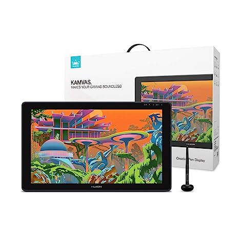 HUION KAMVAS 22 Plus Graphic Drawing Pen Display Tablet with Screen | Full-Laminated with MacOS, Windows, Android, Laptop & PC Supported | Battery-Free Stylus 8192 Pen Pressure Tilt Adjustable Stand (21.5inch) - Black