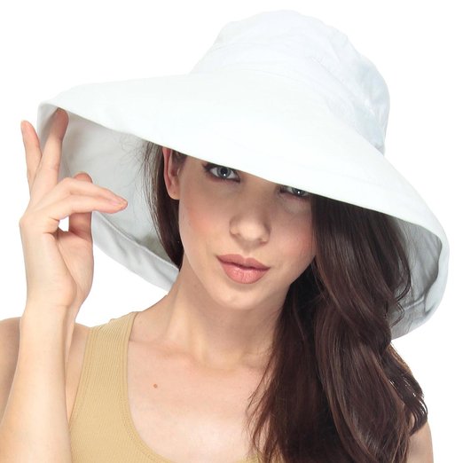 Simplicityreg Womens Summer Solid Colored Cotton Bucket Hat with Big Fold-up Brim