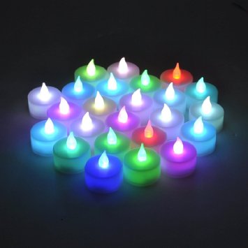 Instapark® LCL-C12 Battery-powered Flameless Color-changing LED Tealight Candles, Two Dozen Pack