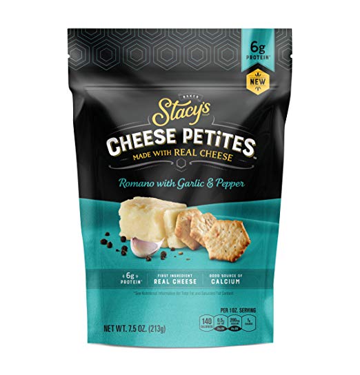 Stacy's Cheese Petites Cheese Snack, Romano & Black Pepper, 7.5 Ounce Bag, 2 Pack