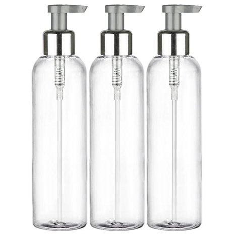 MoYo Natural Labs Elegant 3pk Clear Lotion Pump Bottle 8 oz Soap Dispenser liquid dispenser Clear Pump Bottle 8 oz Pack of 3