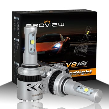 BROVIEW V8 LED Headlight Bulbs w/ Clear Arc-Beam Kit 72W 12,000LM 6500K White Cree LED Headlight for Replace HID & Halogen Headlights 2 Yr Warranty - (2pcs/set)(9006,HB4)