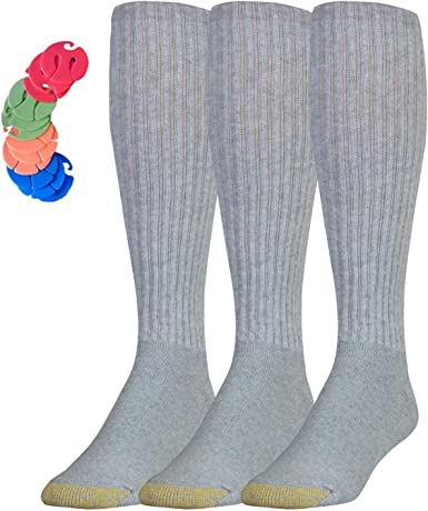 Gold Toe Men's Ultra Tec Cotton Over-the-Calf Athletic Socks Veronz Sock Clips Included