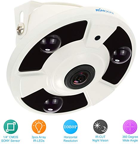 KKmoon 1.7mm Fisheye Panoramic Security CCTV Camera 1080P HD Security Camera Surveillance Camera Home Surveillance NTSC System