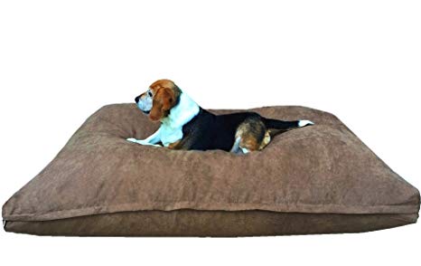 Premium Orthopedic Shredded Memory Foam Dog Bed Pillow with Waterproof Internal Liner and MicroSuede External Cover for Small Medium to Extra Large Pet