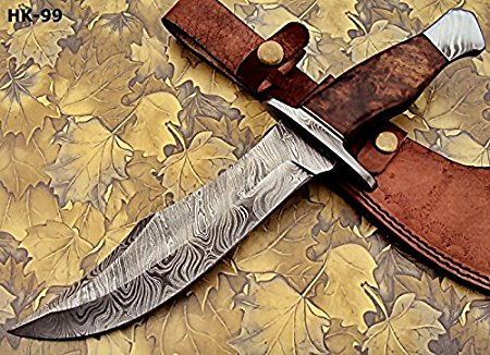 REG Hk-99 Handmade Damascus Steel 13.00 Inches Hunting Knife - Rose Wood with Damascus Steel Guards Handle