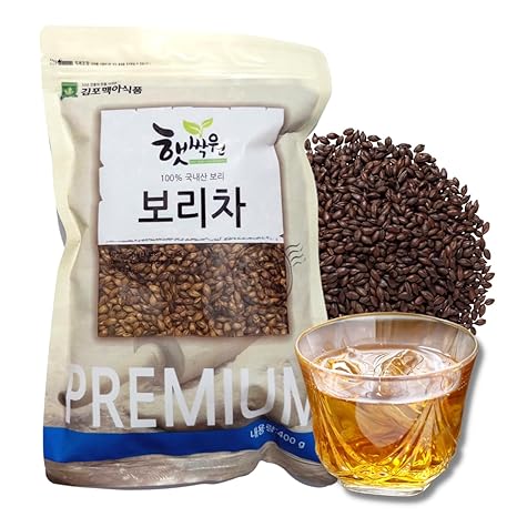 Korean Roasted Barley Tea (400g/14oz) Roasted Barley Grown in Korea, Mugicha, Boricha, Traditional Tea for Cold or Hot water, Healthy Drink, Pack of 1 with Zipper Bag