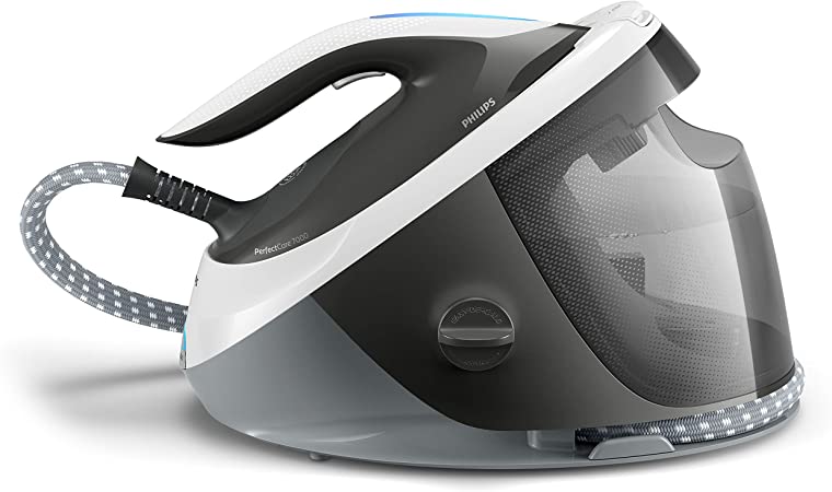 Philips PerfectCare 7000 Series Steam Generator Iron: Fast Results on Medium Basket Loads, with OptimalTEMP: Guaranteed No Fabric Burns, 7 Bar, 450 g Steam Boost Grey - PSG7014/16