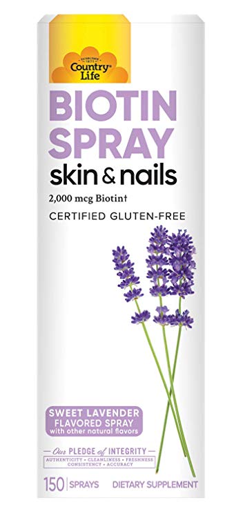 Biotin Oral Vitamin Spray 2,000mcg, Sweet Lavender Flavor - Supports Healthy Hair, Skin, and Nails