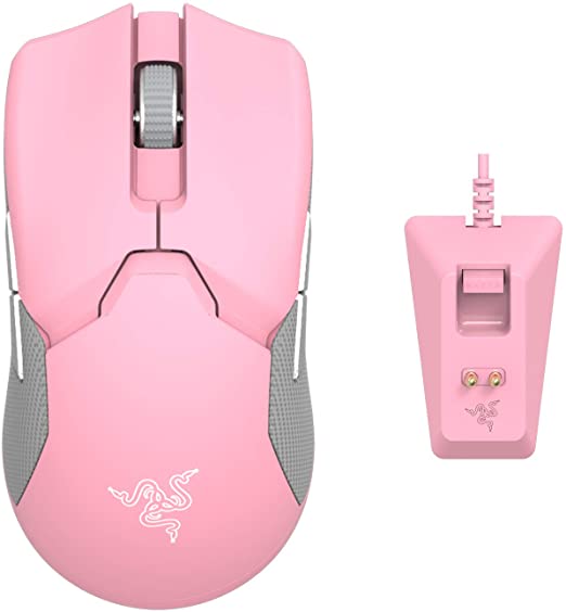 Razer Viper Ultimate Lightest Wireless Gaming Mouse & RGB Charging Dock: Hyperspeed Wireless Technology - 20K DPI Optical Sensor - 78g Lightweight - Optical Mouse Switch - 70 Hr Battery - Quartz Pink