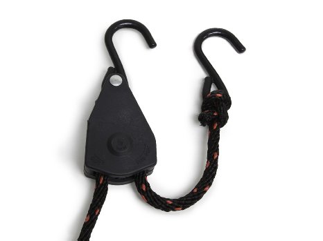 247Garden 3/8" Heavy Duty Adjustable Nylon Rope Ratchet Hanger, Tie-Down Rope w/ Steel S Hooks