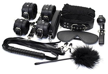 Black Cosplay Choker Collar and Faux Bondage Bracer Emo Gothic Costume Set
