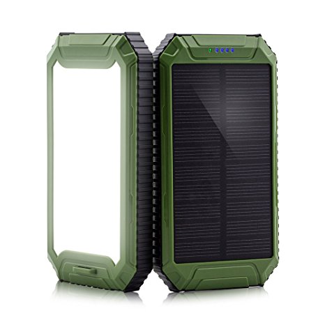 Power Bank, PowerGreen Solar Charger with 32LED Flashlight 10000mAh Solar Power Bank Dual USB External Battery Pack for 5V Digital Mobile Devices