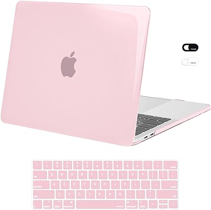 MOSISO Compatible with MacBook Pro 13 inch Case M2 2024, 2023, 2022-2016 A2338 M1 A2251 A2289 A2159 A1989 A1708 A1706, Plastic Hard Shell Case & Keyboard Cover Skin & Webcam Cover, Rose Pink