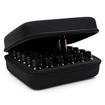 Hipiwe Hard Shell Essential Oil Carrying Case 30 Bottles EVA Essential Oils Storage Bag - Perfect for doTerra and Young Living Oils with Foam Insert (Black - New)