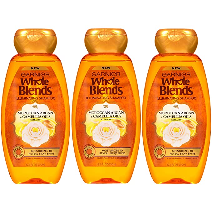 Garnier Whole Blends Shampoo and Conditioner,Moroccan Argan & Camelilia Oils ,  12.5 Fl Oz, 3 Count