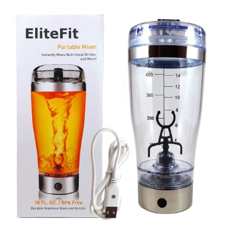 EliteFit Li-Ion USB Rechargeable Vortex Mixer | Portable Electric Workout Supplements & Protein Mixer Shaker Bottle